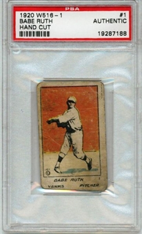 1920 W516-1 Babe Ruth Hand Cut PSA Authentic